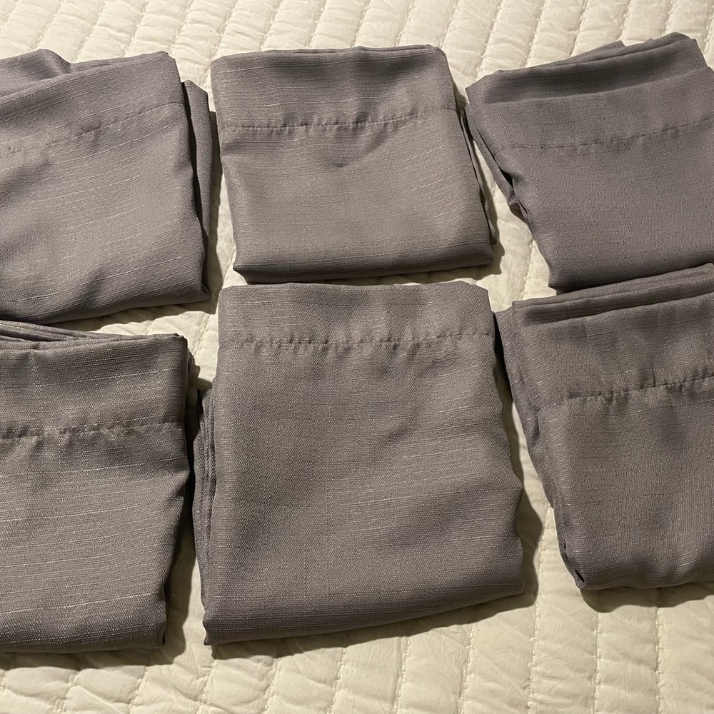 6 Neutral Gray Curtain Panels - Modern Solid Drapes